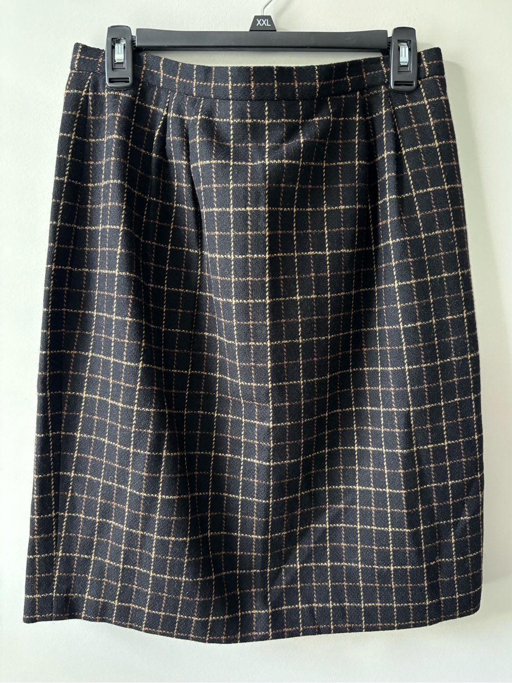 Chaus Black Plaid Pencil Skirt with Tan Grid